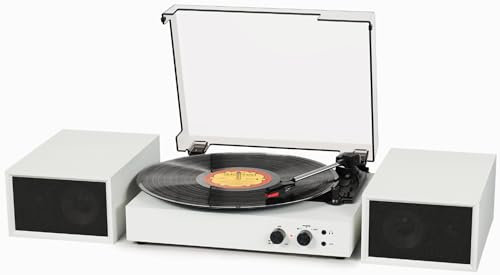 TANLANIN Bluetooth Vinyl Skivspelare 3 Hastighetsinspelare med Externa Högtalare USB-kodning Vintage 33 45 78 RPM Skivspelare med Högtalare Aux-In RCA Out Hörlursuttag Beige