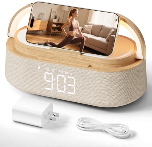 FREEFISH Bluetooth Speaker with Wireless Charge FM Radio 2500mAh Battery, LED Night Light Suitable for Home,Bedroom,Office,Gifts