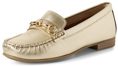 MARCO TOZZI Damen Mokassins aus Leder Elegant, Gold (Gold), 40 EU