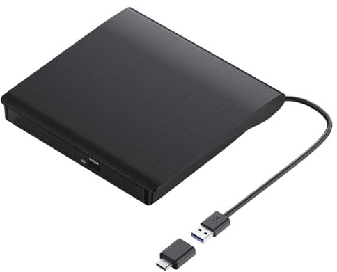 Mokeum Externes CD-DVD-Laufwerk, tragbares USB 3.0 und Typ-C-CD/DVD-RW-Laufwerk, Player, Rewriter-Brenner, kompatibel mit Laptop, Desktop-PC, Computer für Windows 7/8/10/11, Mac MacBook Pro/A-ir