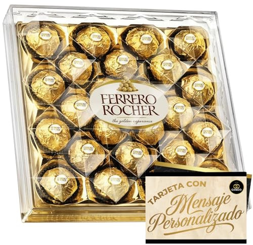 Caja con 24 Bombones Ferrero Rocher 300 g + Tarjeta Personalizable Cía&Co · Edición Especial para Regalo · Bombones Gourmet de Chocolate y Avellanas · Un Detalle Elegante para Sorprender y Emocionar