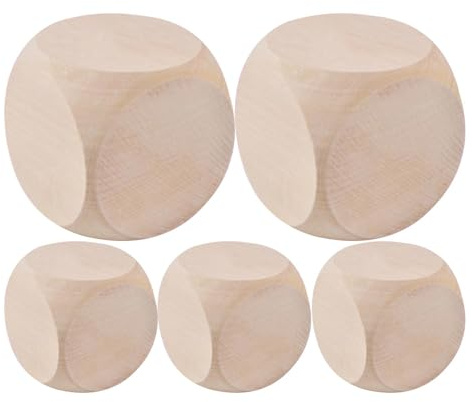 Leere Würfel, 5 Stück Blanko Würfel Holzwürfel Blanko Leere Würfel Blanko Würfel Unbemalte Holzwürfel Für Dekorationen Und Bastelprojekte | 6-seitige Würfelwürfel Mit Runden Ecken Leere Spielwürfel