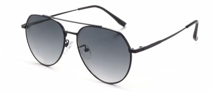 Nyxphy Kurzsichtige Sonnenbrille mit Blaulichtfilter Getönte Graue Gläser Myopie Brille für Männer Frauen im Metallrahmen (Schwarz, -1.00, Dioptrien)