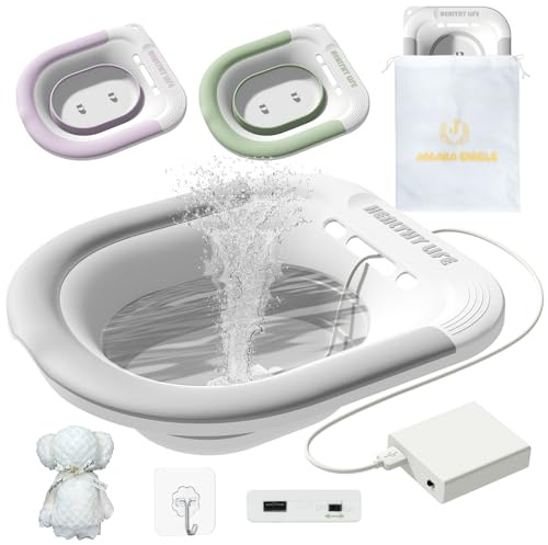 Sitz Bath, Electric Sitz Bath for Toilet, Unisex Sitz Bath for Hemorrhoids and Postpartum Care Tub for Soak, Sitz Bath for Women, Home Use Portable for Easy Storage, Collapsible Storage, Wide Seat