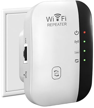 Amplificador Señal WiFi, Repetidor WiFi 300Mbps 2.4 GHz, Extensor WiFi de hasta 4000 pies Cuadrados con Repertidor/Ap Modo, Repetidor de Largo Alcance con Puerto Ethernet para Todos Los Dispos Wi-Fi