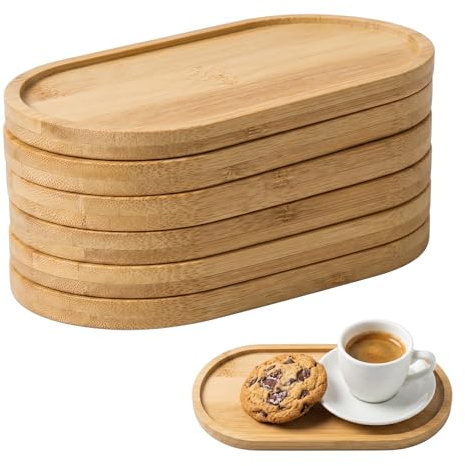 6 Stück Kleines Tablett Bambus Tablett, holztablett, 17.5x8.8x1 cm Mini Tablett Holz Bambus Servierplatte Klein Bambustablette, für Essen Trinken Kosmetik Kleinen GegenstäNden Duschzubehör