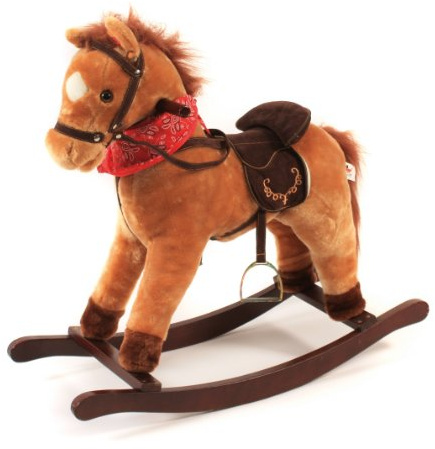Bayer Chic 2000 - Cavallo a dondolo da cowboy, con suono, marrone