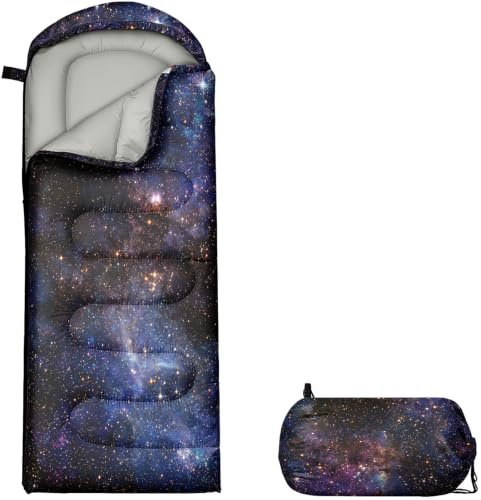 LUVLICHT Kids Sleeping Bag,Starry Sky Printed Sleeping Bag for Boys Girls,Lightweight Camping Bag for Cold Weather,Portable Waterproof Camping Bag for Hiking Outdoor Indoor(Starry Sky)