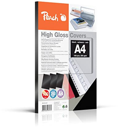 Peach Rückwände Deckblätter A4-250 g m² - 100 Blatt - hochglänzend - schwarz - PB100-02