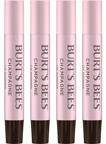 Burt's Bees Shimmer Lip Tint Set, Mothers Day Gifts, Tinted Lip Balm Stick, Moisturizing for All Day Hydration with Natural Origin Glowy Pigmented Finish & Buildable Color, Champagne (4-Pack)