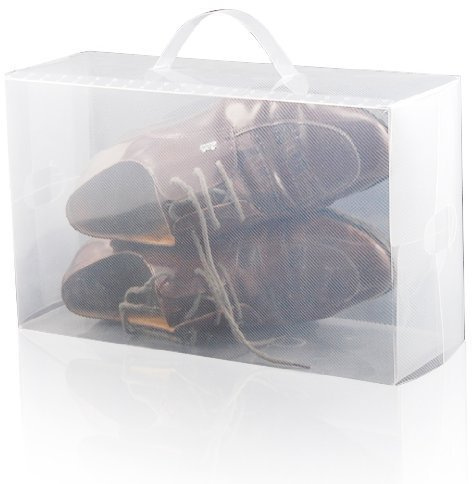 Accessotech 10 X Clear Plastic Mens Shoe Storage Boxes Containers Trainers Size 8 9 10 11 12