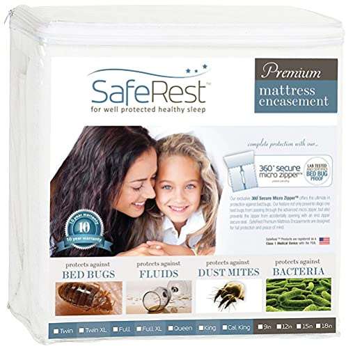 SafeRest Zippered Mattress Protector - Premium 12-15 Inch Waterproof Mattress Cover for Bed - Breathable, Noiseless Washable Mattress Encasement - Full