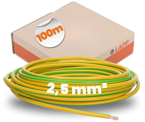 Lapp Câble H07V-K HAR - 1 x 2,5 mm² - 100 m - Vert/jaune - Câble de raccordement et de commande en PVC - Inflammable - Classe 5 - Fils fins - Conducteur en cuivre