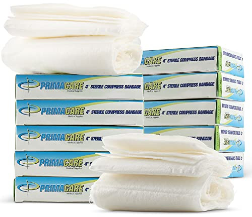 PrimaCare WB-7701-CS First Aid Sterile Compress Bandage for Wound Dressing, Medical Supplies Gauze Bandage Roll, 4 x 7, Pack of 12