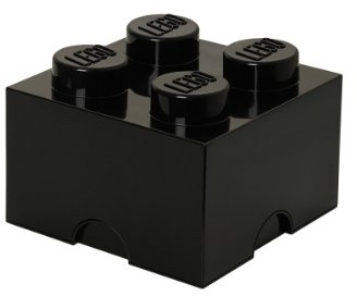 LEGO pierre de rangement 4 crampons, boîte de rangement empilable, 5,7 l, Noir