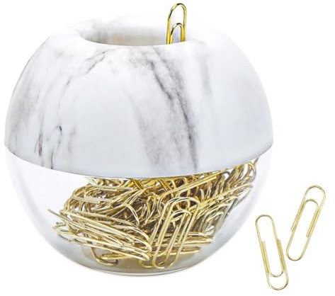 Büroklammern-Halter, 28 mm, goldfarben, mittelgroß, weißer Marmor, für Büro, Schreibtisch, Organizer, Zubehör, 100 Stück