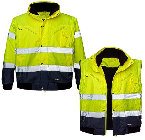 Marel Winter Warnjacke Warnschutz Pilotenjacke Arbeitsjacke Warnschutzjacke (KARDIF-GELB) (3XL)