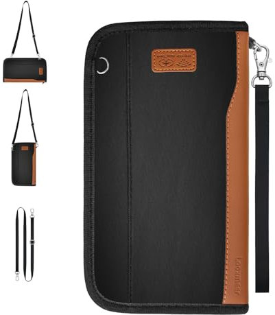 Looxmeer Porta Documenti da Viaggio, Porta Passaporto Famiglia con Protezione RFID, Portafoglio Multifunzionale Anti-spruzzo per Passaporto, Carte di Credito, Contanti