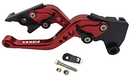 LongGreat Aluminium Kurz Kupplung Verstellbare Motorrad Bremshebel, 1 Paar Motorrad Mit Bremsfunktion Bremsgriff Aluminium Bremshebel Kupplungshebel Für Honda Forza 125 250 300 2010-2022+ (Rot,1)