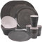 Trimming Shop Service de table 16 pièces en mélamine,Assiettes, assiettes à dessert, bols et tasses,Design géométrique,Vaisselle de fête,Service pour 4 personnes, le pique-nique, le camping