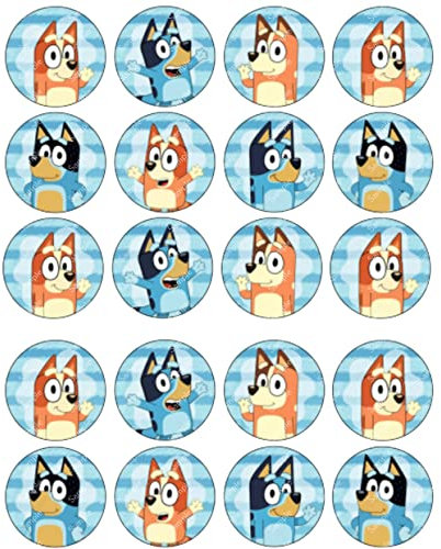 20 Blue Dog Pre-Cut Edible Wafer Paper Cupcake Topper Cake Decoration Birthday Cakes