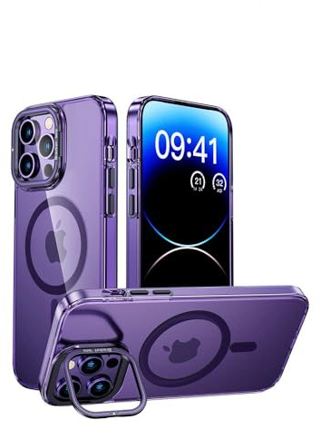 MEIQIBAO Magnetisch Hülle für iPhone 14 Pro Handyhülle mit Kameraschutz mit Ständer Schutzhülle, Stoßfeste PC und weiche TPU ，Purple