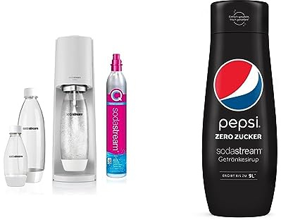 SodaStream Terra Megapack, Gasatore d’acqua per trasformare l’acqua in acqua frizzante & Concentrato per la preparazione di bevande dissetanti gassate al gusto Pepsi Max. 440ml