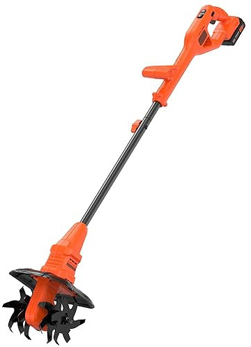 BLACK+DECKER BETL1820L-QW Motoazada con Batería de Litio de 18 V y 2 Ah, Aradora, Motocultor, 2 Velocidades 270/300rpm, 4 Hojas de Acero, 6 Puntas en Cada Hoja, 16 cm de Diámetro