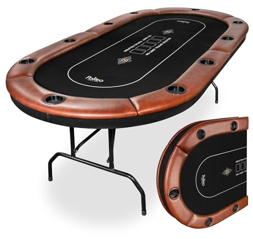 Table de Poker 10 Joueurs – Table Poker Pliable – Tapis Noire – Compacte et Facile à Ranger – pour Jetons et Jeu de Cartes – Tables de Poker Pliante