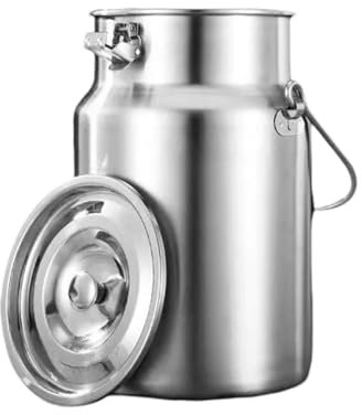 KELUNIS Lechera De Acero Inoxidable 304 Balde De Leche Jarra De Leche con Tapa Sellada para Cereales Vino LíQuido,5L