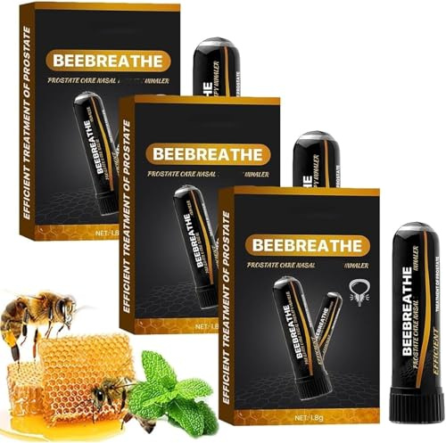 Beestrong Nasal Inhaler, Beemax Nasal Inhaler Stick, Beeboom Nasal Inhaler for Prostate Wellness, Biancat Beebreathe Bee Wellness Inhaler, Prostate Care Nasal Therapy Inhaler (3)