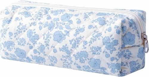 Carry Bloom Federmäppchen, niedliches Federmäppchen für Mädchen, ästhetisches Federmäppchen mit Reißverschluss, Stifteetui, Schulbedarf, Make-up-Tasche (1 Blume, blau)