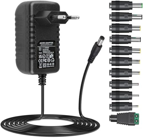 12V alimentatore DC12V 2A caricatore con 11 connettori DC AC220V a DC 12Volt 2a 1.5a 1a 800ma 500ma 400mA 200Ma 100Ma alimentatore trasformatore per LED strisce luci telecamere tastiere GPS webcam