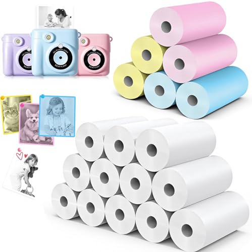 18 Rolls Kids Camera Paper Roll Refill Compatible with Most Instant Print Cameras for Kids BPA Free （2.24x0.98 ）