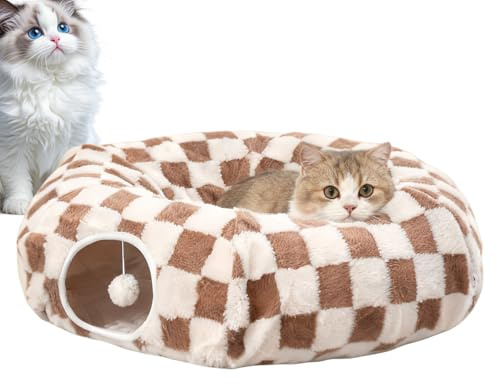 Ancsttu Katt Donut Tunnel | Tvättbar Söt Bo - Katt Tunnel Donut Kattunge Säng,För Berikning Och Sovande För Kattungar Små Hundar Kaniner Inomhus Balkong
