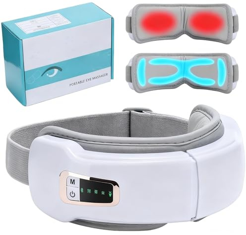 4-in-1 Augenmassagegerät mit Wärme & Bluetooth, Elektrische Augenmaske - 5 Modi, 3-Temperaturstufen & Luftdruck-Massage - 1200mAh Akku für Reise & Büro - Gegen Digitale Augenbelastung & Müdigkeit