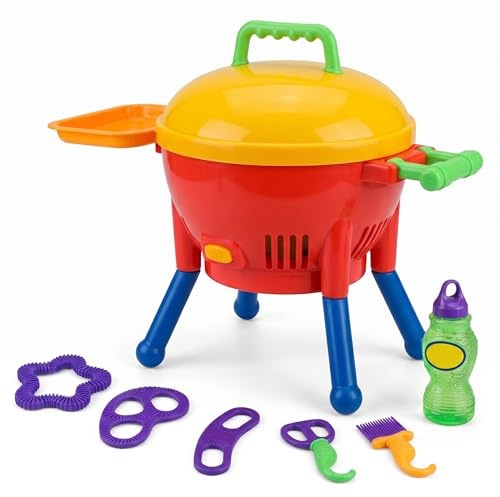 Machine à Bulles-Ensemble de Jeu de Gril Automatique pour Enfants avec pièces d'assemblage, Jouet d'extérieur Portable pour la Plage dans la Cour