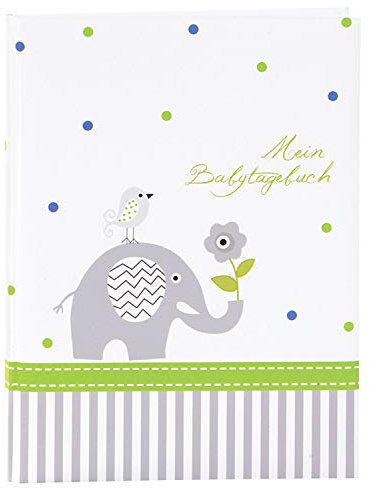 goldbuch 11329 Babytagebuch Babyworld Wal, 21 x 28 cm, Tagebuch für Neugeborene, Baby Erinnerungsalbum mit 44 illustrierte Seiten, Einband mit Kunstdruck laminiert, Album in Weiß / Blau