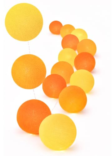CREATIVECOTTON LED-ljuskedja med bomullsbollar inkl. timer och dimmer (35 kulor, solnedgång)