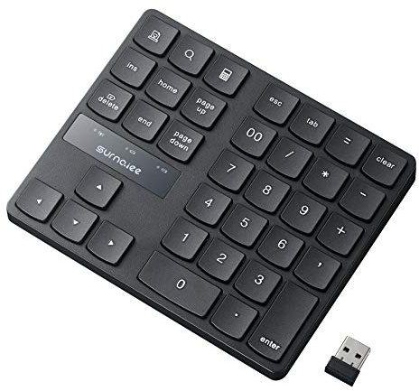 SurnQiee Wireless Numeric Keypad, 2.4G Rechargeable Number Pad 35-Keys for Efficient Data Input