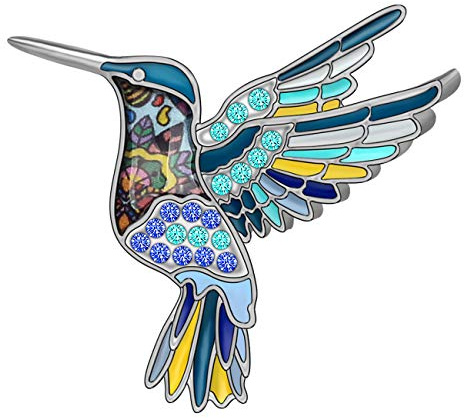 DOWAY Broche Colibri En Émail éPingles à Revers éPingles à Foulard pour Femme Filles Cadeaux Sacs VêTements Bijoux (Bleu)