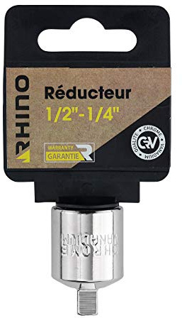 RHINO - Jeux de douilles - Réducteur/Adaptateur pour douille - Carré 1/2 vers 1/4 mâle - Fabriqué en Chrome Vanadium - Compatible avec tous types de douilles - Garantie à vie