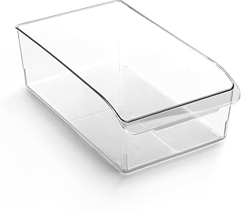 BINO | Plastic Storage Bins, X-Large | THE CURVE COLLECTION | Multi-Use Organizer Bins | Built-In Handle | BPA-Free | Pantry Organization | Home Organization | Fridge and Freezer Organizer
