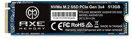 AXE MEMORY 512 GB SSD Interno Gen 3x4 PCIe NVMe M.2 2280 Unità SSD