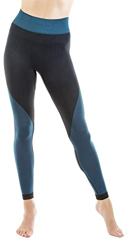 Relaxsan Sport 8050 (Svart/Blå, L) Unisex nneslutande sportleggings för damer och herrar