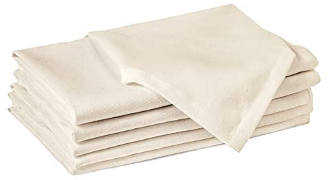 Encasa XO Baumwollstoffservietten | 6er-Set | Größe 43x43 cm | Natürlich Volltonfarbe | Waschmaschinenfest