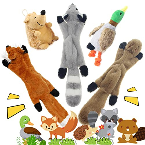 The Pets Smile Plüschspielzeug für Hunde, 5 Stück, Super lang 45 cm, Welpen Spielzeug, Quietschend Spielzeug, Kauspielzeug für Hunde, Guter Begleiter für alle Hunde (5 Stück)