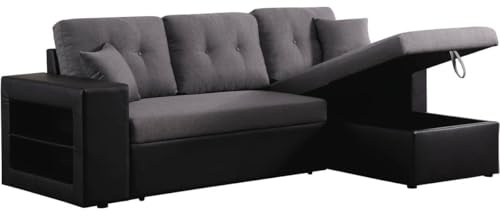 Habitat et Jardin Divano ad Angolo trasformabile/Reversibile Axel - 3 posti - Nero/Grigio