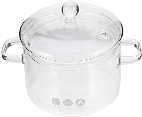 ERINGOGO Hitzebeständiger Glastopf Mit Deckel 1500Ml Borosilikatglas Ideal Für Ramen Suppen Mikrowelle & Ofen Transparenter Kochtopf Für Gesunde Zubereitung
