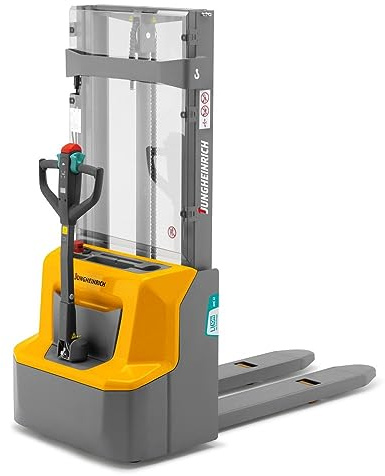 Jungheinrich Elektro-Hochhubwagen AMC | 1.200 kg Tragkraft | 3.600 mm Hubhöhe | 1.150 mm Gabellänge | Lithium-Ionen-Batterie 24 V / 60 Ah mit Ladegerät | 2,5 h Ladezeit | 2-Fach-Teleskop-Hubgerüst